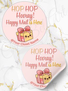60 Pack Stickers with Personalization Happy Mail Stickers 2 inch Glossy